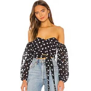 Black & White Polka Dot Off-Shoulder Top